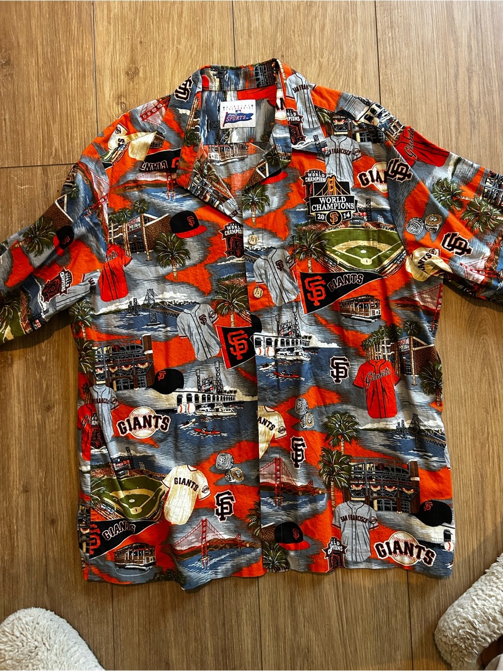 San Francisco Giants Short Sleeve Camp Shirt - Orange Multi